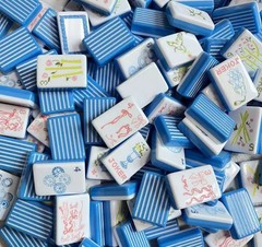 New high-end Blue stripes American Mahjong Tiles set ,160 tiles+ Bag