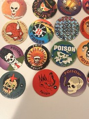 ALL Poison Lot of Pogs Skull 8 Ball + 2 Metal Slammers 90s Retro Nostalgia Rare
