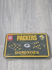 Vintage NFL Green Bay Packers Double-Six Dominoes Travel Size Tin NEW & SEALED