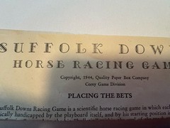 Suffolk Downs Vintage Horse Racing Board Game 1944