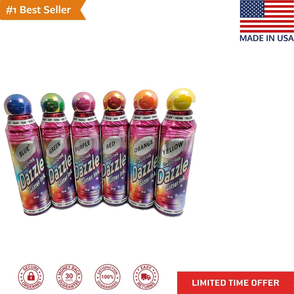 Dazzle Glitter Bingo Dauber Ink – 6 Pack – Mixed Colors – 3oz Bottles