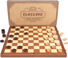 15inch Checkers Folding Wooden Game Set, 100 Square Checkerboard International C