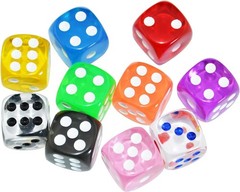 16mm Transparent D6 Dice Set – 10-piece Collection for Tabletop Roleplaying