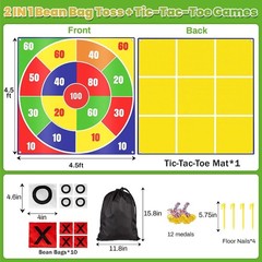 Giant 4.5ft Outdoor Tic Tac Toe & Bean Bag Toss Game Set for Kids Adults