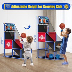 Kids Arcade Basketball Hoop with 4 Balls , Indoor Outdoor Single Shot Basketb…