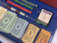 VTG 1973 MONOPOLY Game in Blue Hard Plastic Travel Case Complete looks unused