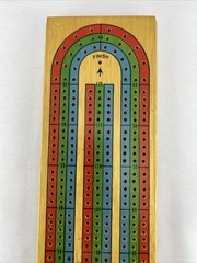 Wooden 3 Track Cribbage Game Board In Excellent Condition