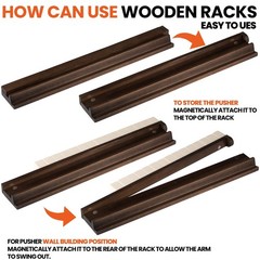 American Walnut Wood Mahjong Racks with Pushers, 4Pcs Mahjong Racks Set for Mahj