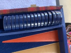 Vintage Wooden Backgammon Game Red, Blue, Gold Multicolored Complete Has All Pcs