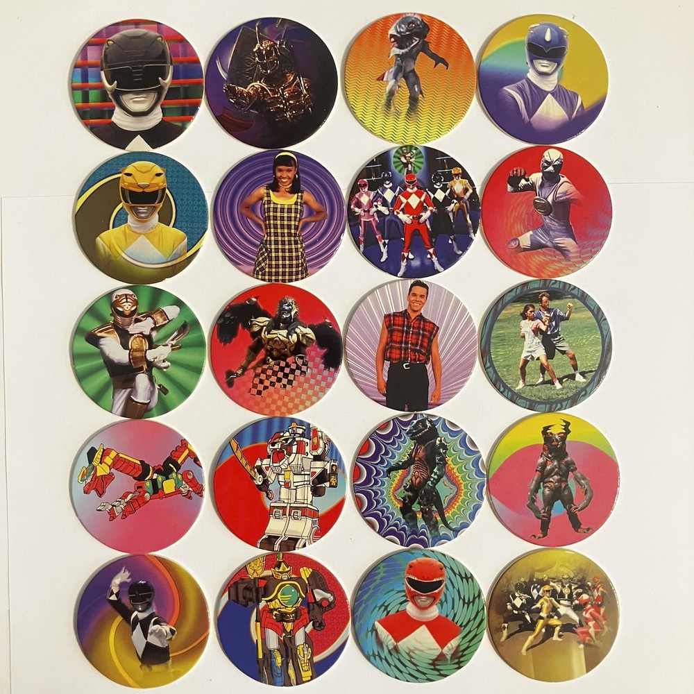 Lot of 20 Pogs Mighty Morphin Power Rangers Pogs from 1995 Saban Power Caps