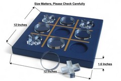 Modern Tic Tac Toe for Home Decoration with Blue Leather and Acrylic Pieces D…