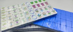 160 American Mahjong Tiles 4-Layer Acrylic Blue Theme Engraved Set/