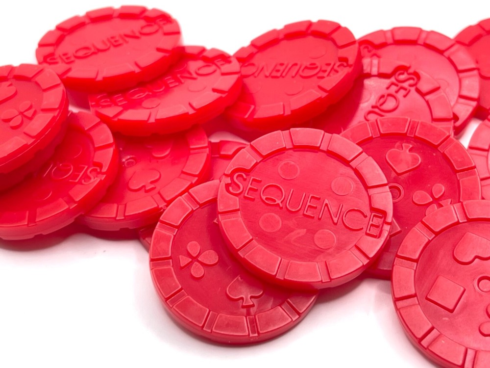 Sequence Chips – Set of 15 Red Game Replacement Tokens – 2021