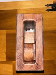 Vintage Handmade Marble Solitaire Game Solid Wood Board White Glass Marbles