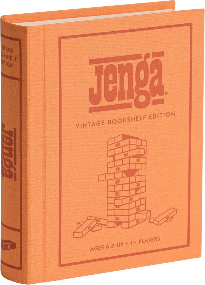 Vintage Jenga Bookshelf Edition: Classic Stacking Game for All Ages