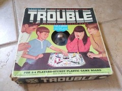 1965 Kohner Trouble Board Game Pop-O-Matic Dice Roller Vintage Classic