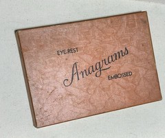 EYE REST ANAGRAMS EMBOSSED YELLOW NEAR 100 yr PRE-SCRABBLE GAME TOYS that TEACH