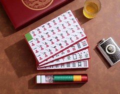 Complete Mahjongg Game Set with 146 Large Tiles, Travel Case & English Manual