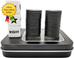 Left Right Center Dice Game Set with 3 Dice 40 Chips Party Strategy Game Black