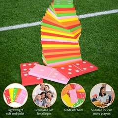 DLUGOPIS 28 Pieces Giant Lawn Dominoes Large Colorful 3.5 x 7 x 0.5 inches