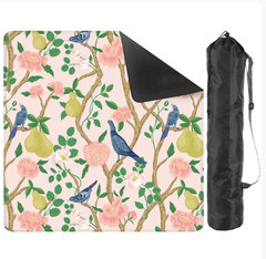 Bird Toile Mahjong Mat 33×33 Pink Floral Game Mat with Carry Bag | Non Slip Mahj