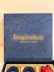 Imaginarium Signature Series Glass Red Blue Tic Tac Toe Table Game in Box