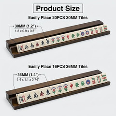 Premium Wood Mahjong Racks with Pushers, 17″ Wooden Tile Holders – Set of 4