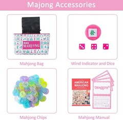 160 Pink American Printed Mahjong Game Set with Carrying Bag and Accessories