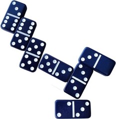 Dominoes Double Six Jumbo Set of 28 Navy Blue title w/White Dots (US Seller)