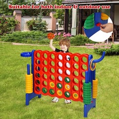 Costway 2.5Ft 4-to-Score Giant Game Set Basketball Hoop Ring Game Outdoor Indoor