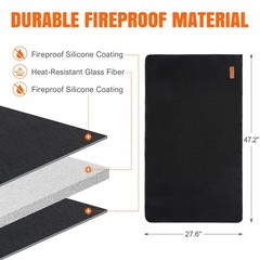 Fireplace Rugs Fire Resistant – 28 X 48 X 0.04 Inch 2’4″ x 4′ (Square), Black