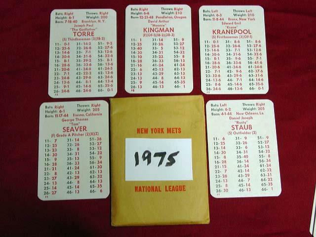1975 APBA NEW YORK METS Baseball Team Set : 20 players cards (original)