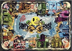 board game (HoodRichTheGame) 2-8 Players, Dice, Cards And Characters.