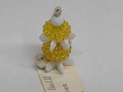 Vintage Lucky Bingo Ball Charm Yellow Beaded Troll Figurine Folk Art