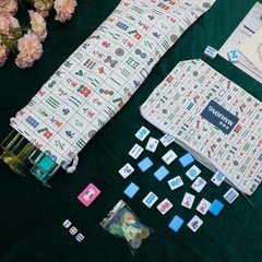 American Mahjong Tile Set, 166 Blue Tiles, 4 All-In-One Rack/Pushers, Complete W