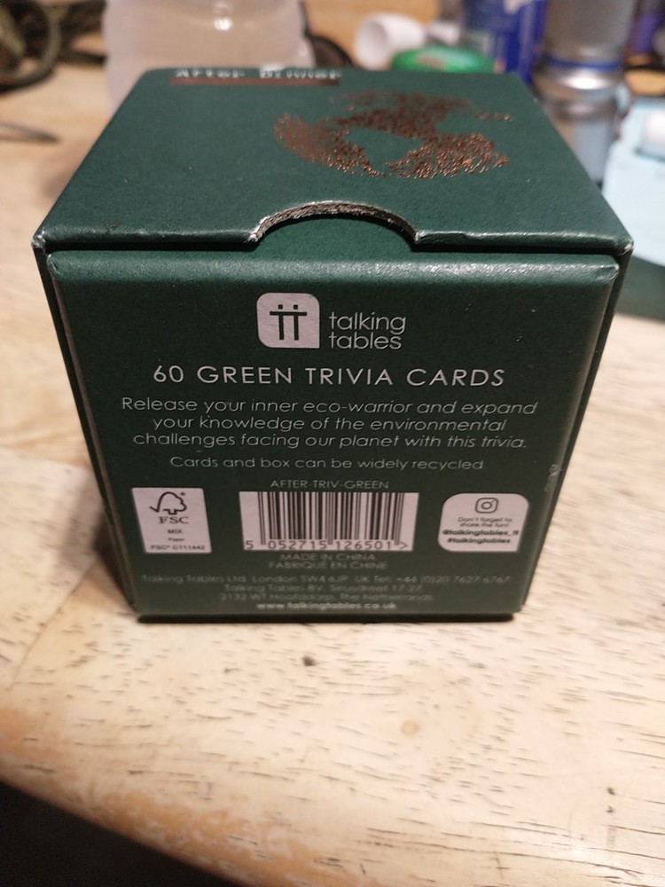Talking Tables After Dinner Go Green Trivia Card Game 60 Questions