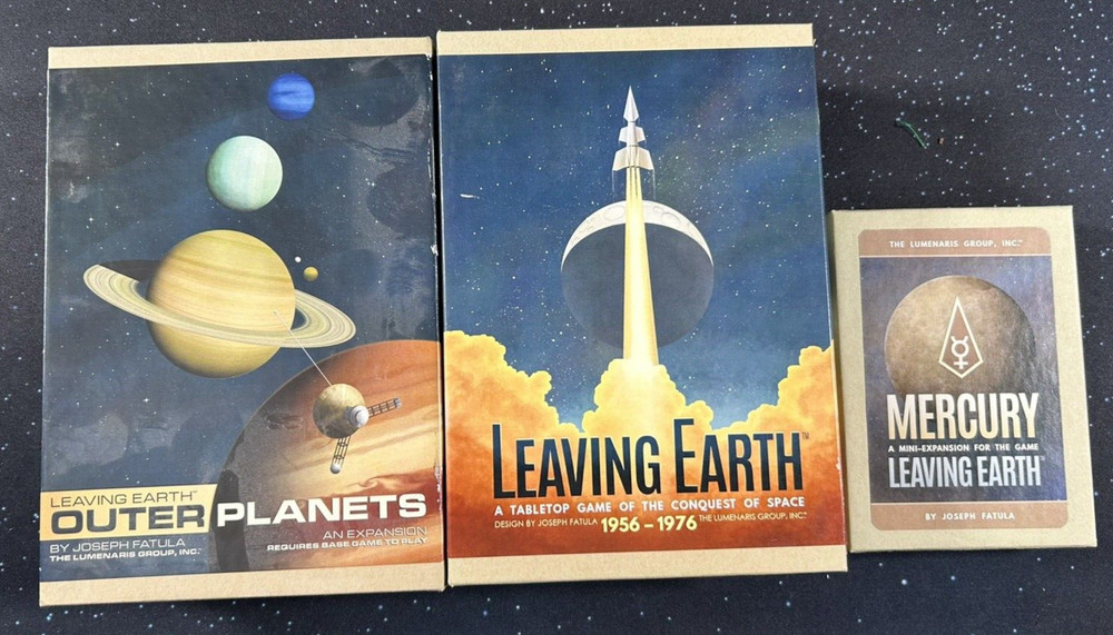 Leaving Earth + Mercury Expansion + Outer planets expansion board game