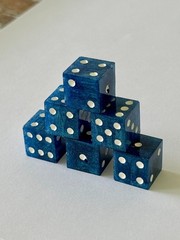 Resin Dice Set 6pcs – Blue Galaxy Sparkles – Handmade Replacement Dice Games