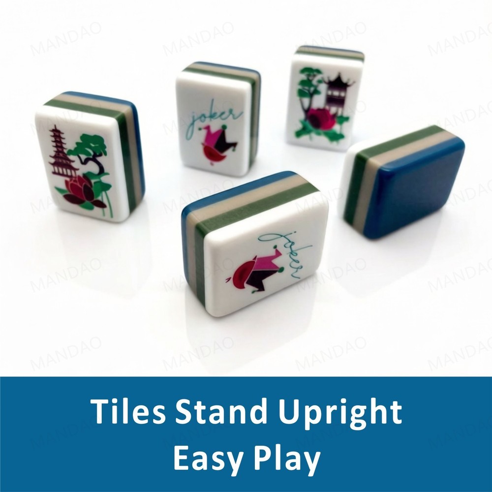NEW! Vibrant Layered Mahjong Tiles – American Set 160 Tiles – Navy Blue