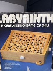 Vtg Labyrinth Premier Edition All Wood Solitaire Game Of Skill * No Balls*