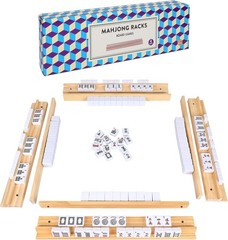 Upgraded Wooden Mahjong Racks – Set of 4 Trays with Magnetic Pushers NEW
