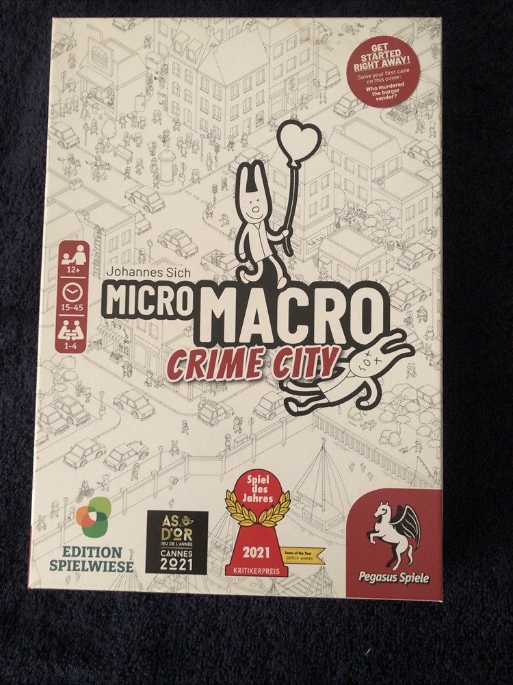 MicroMacro Crime City Pegasus Spiels Board Game Open Box Sealed Components