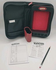 Yahtzee Deluxe Travel Edition 2003 Game Folio w/ Black Nylon Zip Case Road Trip