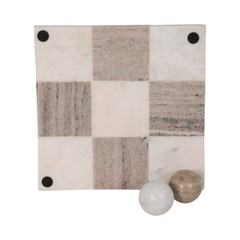 Ivory 9 In. X 3 In. Stone Tic Tac Toe Decorative Game Set