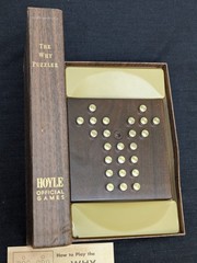 VTG 1964 HOYLE GAME SETKO’S THE WHY PUZZLER WALNUT BOARD BRASS PCS BOXED COMPLET