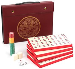 Mose Cafolo Chinese Mahjong Game Set 1.5 X-Large 144 Numbered White Ivory Color