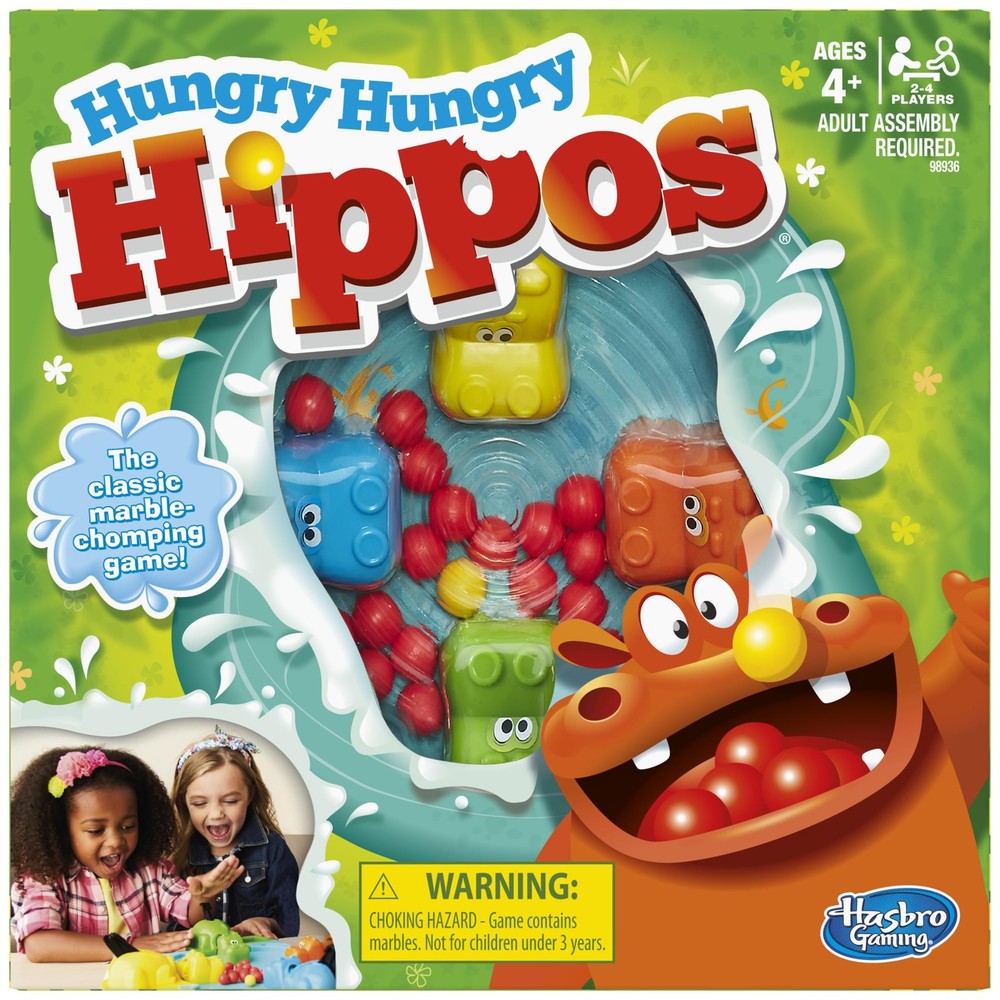 Hungry Hungry Hippos Kids Board Game, Preschool Games for 2-4 Players, Easy to