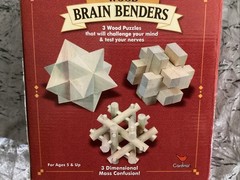New In Box- Vintage 2003- Cardinal Wood Brain Benders 3-3D Puzzles Item