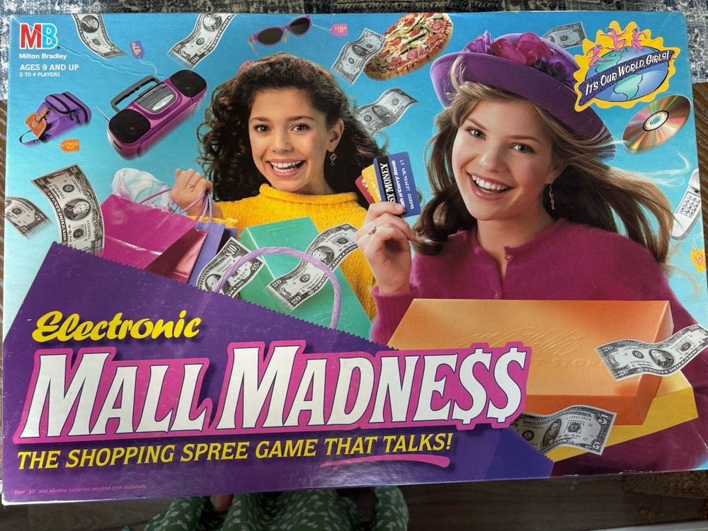 Vintage Electronic MALL MADNESS Board Game 1996 Milton Bradley, For Parts/Repair