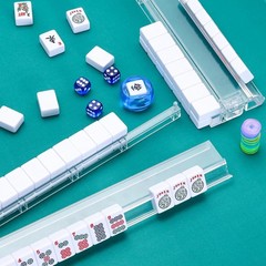 Compact White Acrylic Mahjong Rack and Pusher Set – 17.72 Inches, 4 Pack